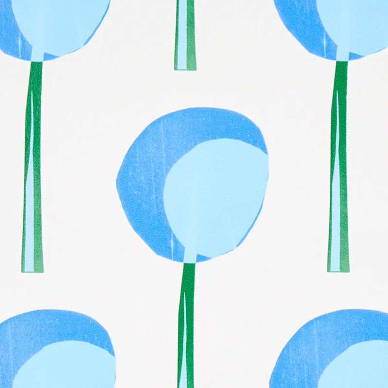 Schumacher x Peg Norriss Topiary Wallpaper, Bluebell