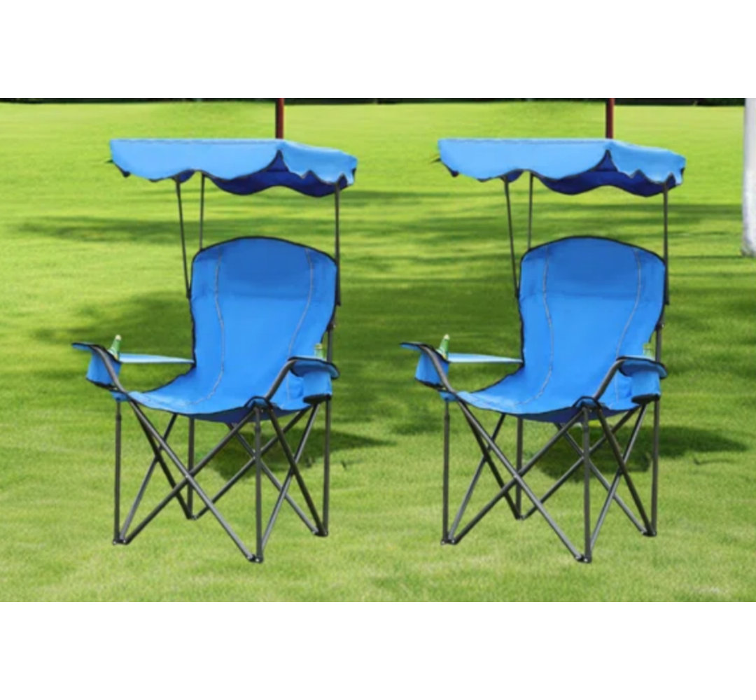 Canopy Camping Chair Portable Foldable Chair with Adjustable Sun Shade Arlmont & Co. Seat 