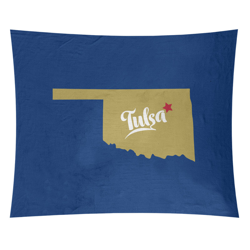 Tapisserie Tulsa Oklahoma, H 51 po x l 60 po, Bleu / doré