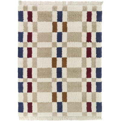 Dorolice Beige Checkered Colorblock Area Rug