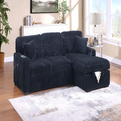 Canapé modulaire convertible 2 pièces de style moderne avec porte-gobelet pliable et porte-gobelet USB