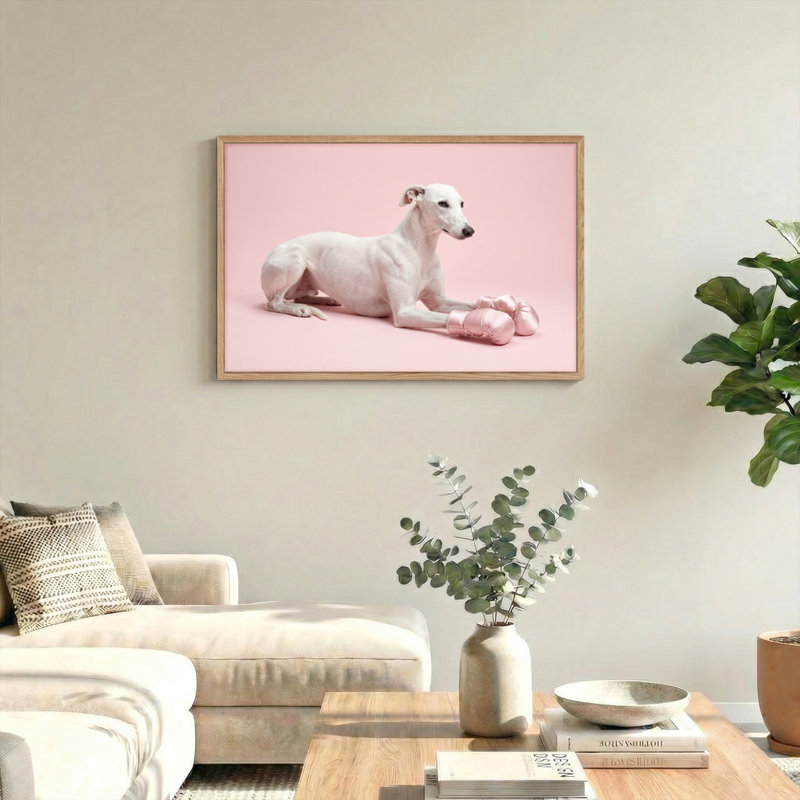 Ensemble de 1 tableau sur toile représentant un chien boxeur, 24"H x36"W, Natural
