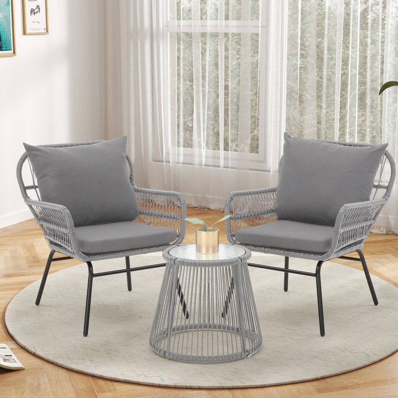 Heckscherville 2 - Person Patio Conversation Set with Cushions, Gray