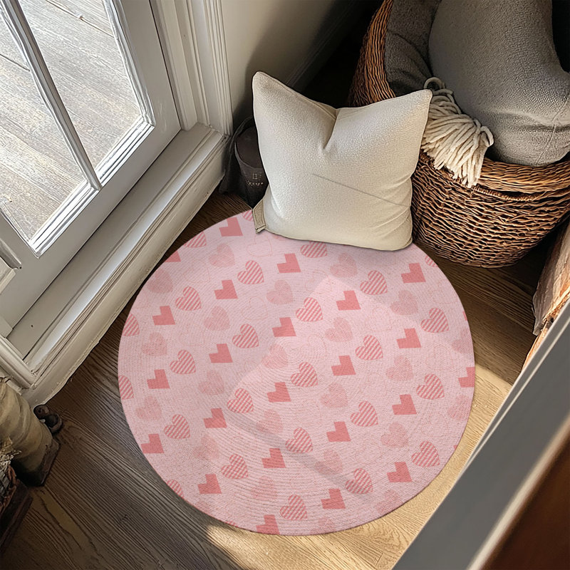 Tapis tressé romantique Heart-Packed, Rond 5 pi