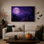 Lune violette et corbeaux volants au-dessus d'un chemin de cimetière - Toile murale d'Halloween-159335802