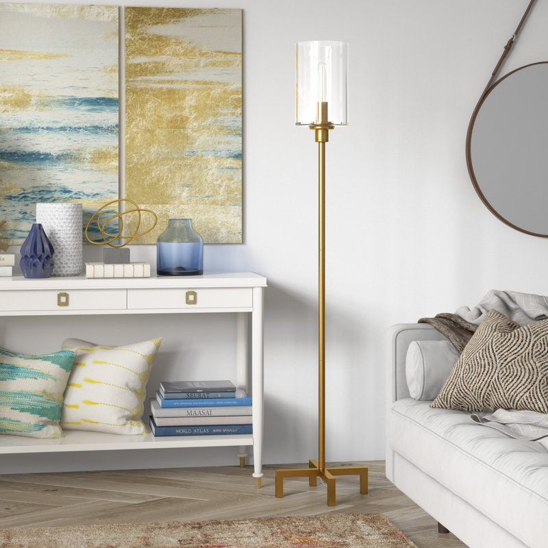 Lampe sur pied de 66 po Panos, Laiton