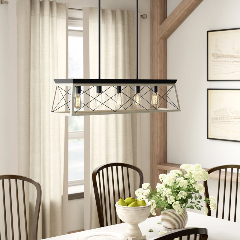 Oisin 5-Light Graphite Kitchen Island Rectangle Chandelier, Graphite, 9" H x 38" W x 10" D