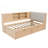 Wooden Twin Size L-shaped Daybed with Storage, Bookcase, Upholstered Headboard, and USB Charging Ports for Limited Space-864189481