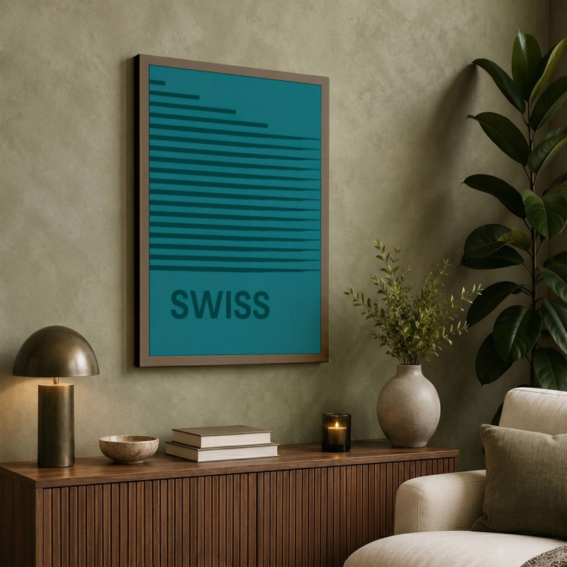 Swiss Modernism Minimalist 1 Piece Wrapped Canvas Wall Art, 36x24 - 91.4 x 61.0 cm, Cream Border
