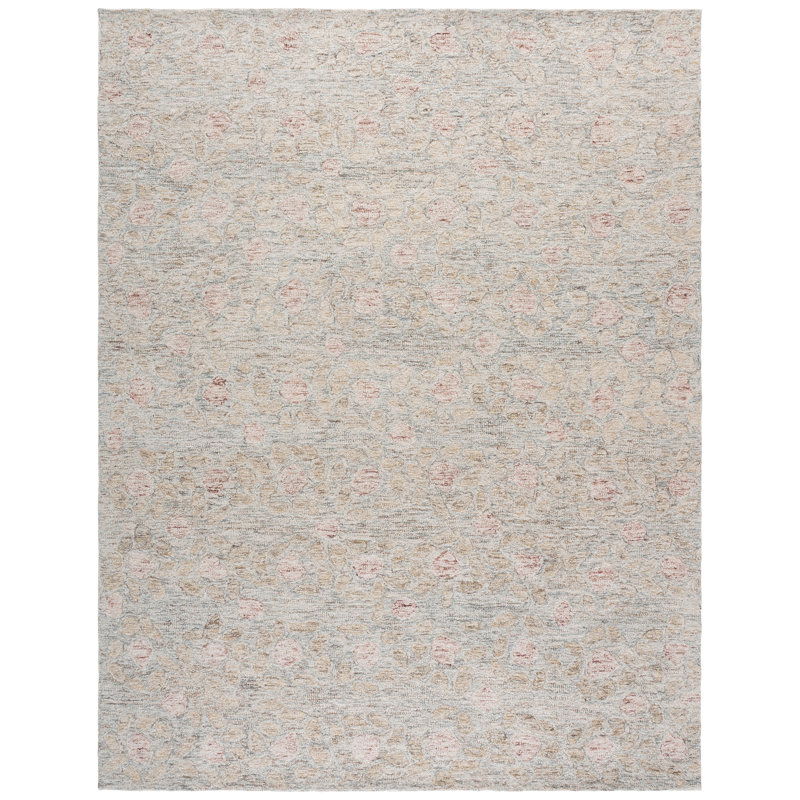 Ebony Hand Tufted Wool;Cotton Floral Rug, Rectangle 8' x 10'