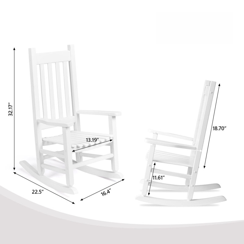 Chaise berçante pour enfants en bois massif blanc