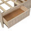 Lit de jour simple en bois avec tablettes de rangement et 3 tiroirs, lait blanc antique