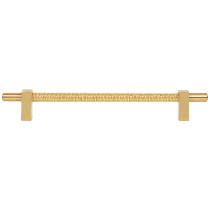 Larkin 3 Knurled Center Bar Pull, 7 9/16", Brushed Gold