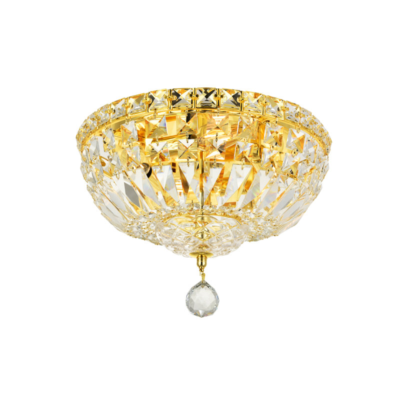 Tranquil  Maxfield Clear Royal Cut Crystal, Gold, 4 Lights, 9" H x 12" W x 12" D
