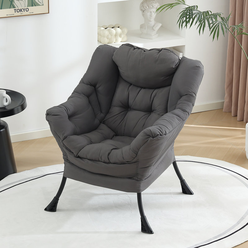 Fauteuil paresseux et rembourré Abramson, Gris foncé - coton simple, Non