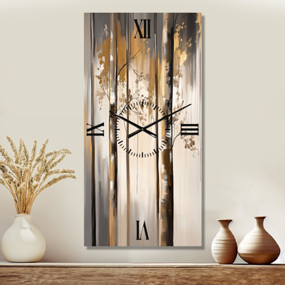 Horloge murale en métal Silver Birch Morning II - Nature