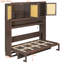 Lit escamotable simple avec armoire supérieure, lit pliable peu encombrant avec lumière et USB, espresso-131374345