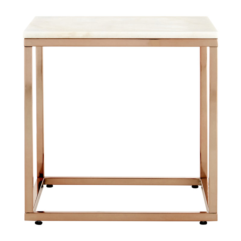 Ladson Sled End Table, Rose Gold, White