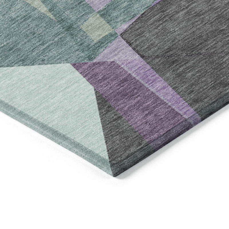 Tapis mauve intérieur / extérieur lavable à la machine Claudian ACN1612, Rectangulaire 3 pi x 5 pi