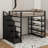 Full Size Metal Loft Bed With Shelves And Wardrobe