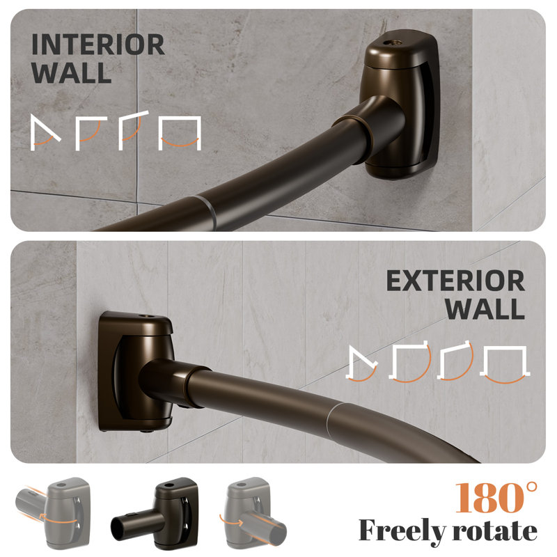 182.88cm Curved Shower Curtain Rod, Bronze