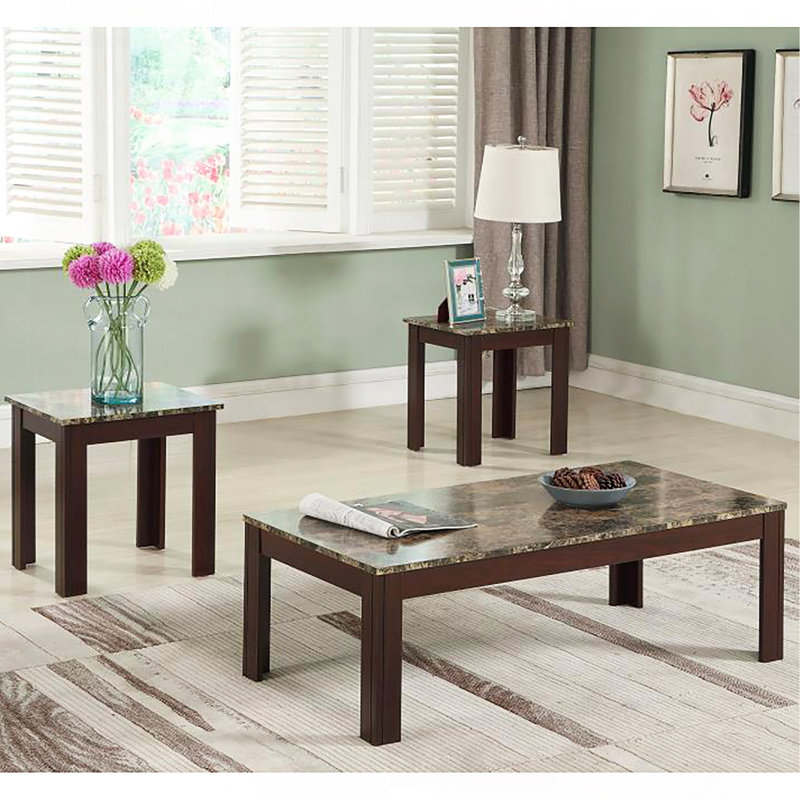 Ensemble de 3 tables basses brunes