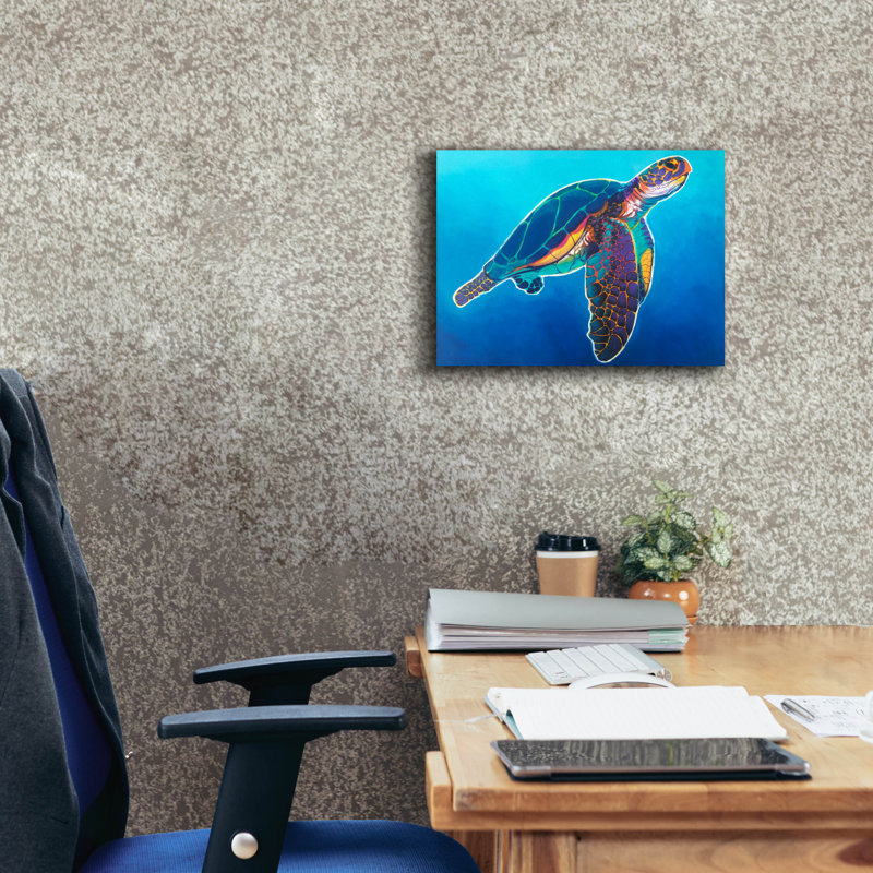 «Sea Turtle - Rainbow» par Dawg Painter, H 12 po x l 16 po x P 0,75 po