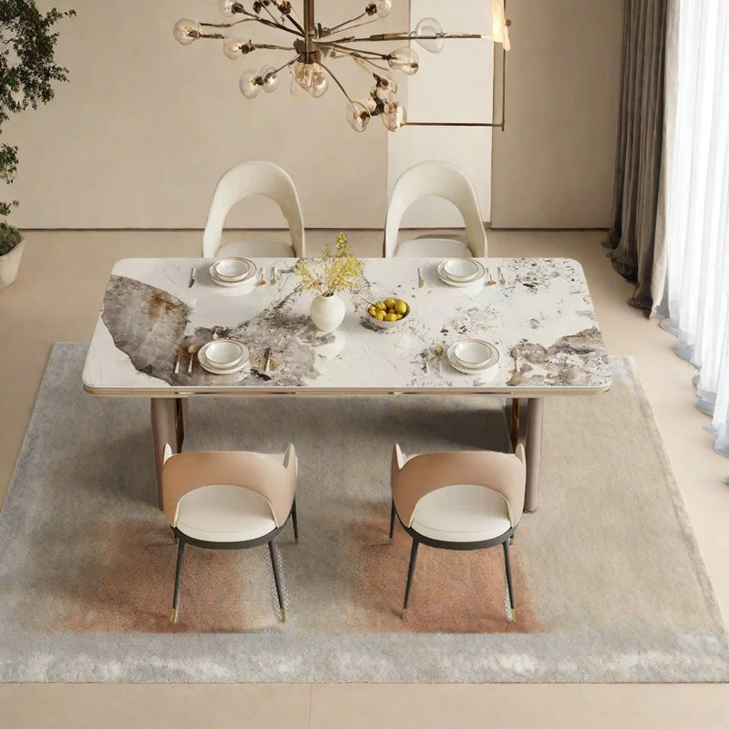 Luxury Minimalist Dining Table, 29.53"H x 55.12"L x 31.5"W