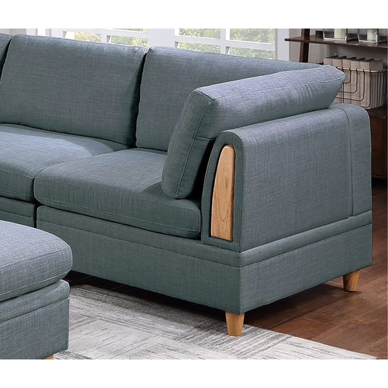Canapé modulaire 6 pièces en tissu contemporain avec et coussins en acier pour 6 sièges, siège propre