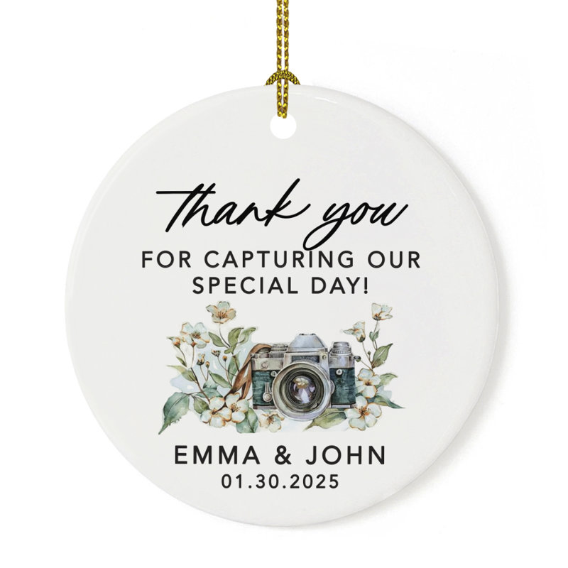 Custom Thank You Camera Ornament 20XX Ceramic Christmas Keepsake For Photographers Capturing Our Special Day, Yes