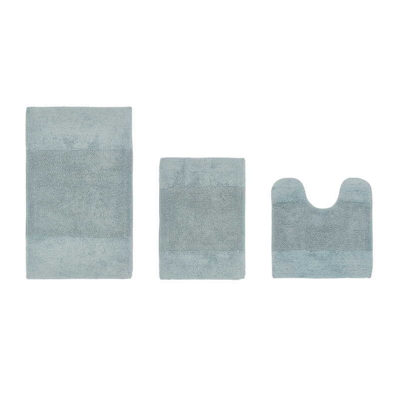 Merkle Premium 100% Cotton 3 Piece Bath Rug Sets with Non-Slip Backing, Machine Washable, Luxurious Solid Pattern Super Absorbent & Tufted Weave Bath Mat for Bathroom, Shower, and Tub