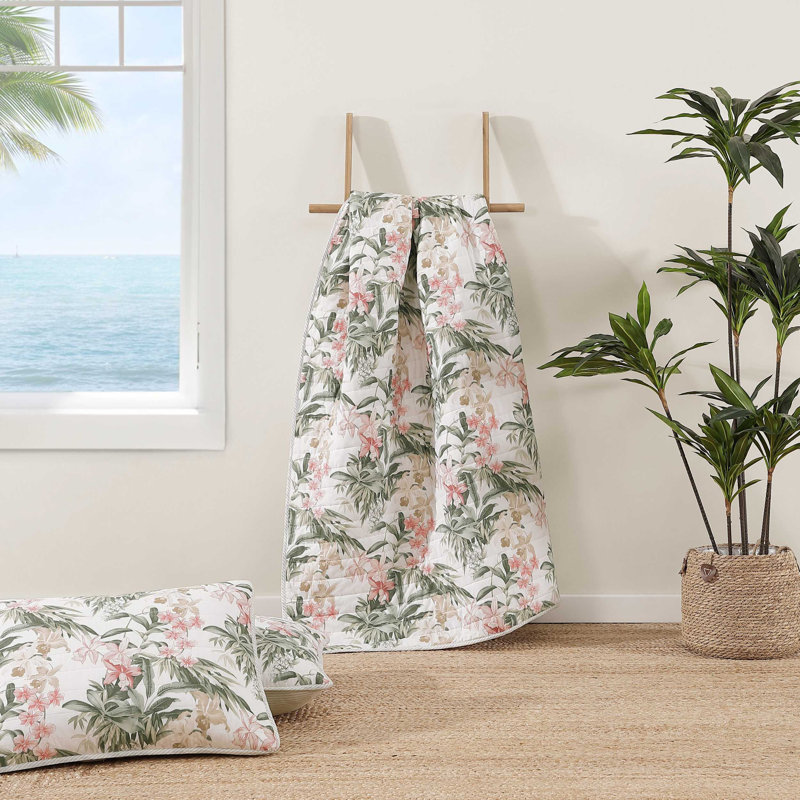 Island Orchid Quilt, King Quilt + 2 King Shams, Pink