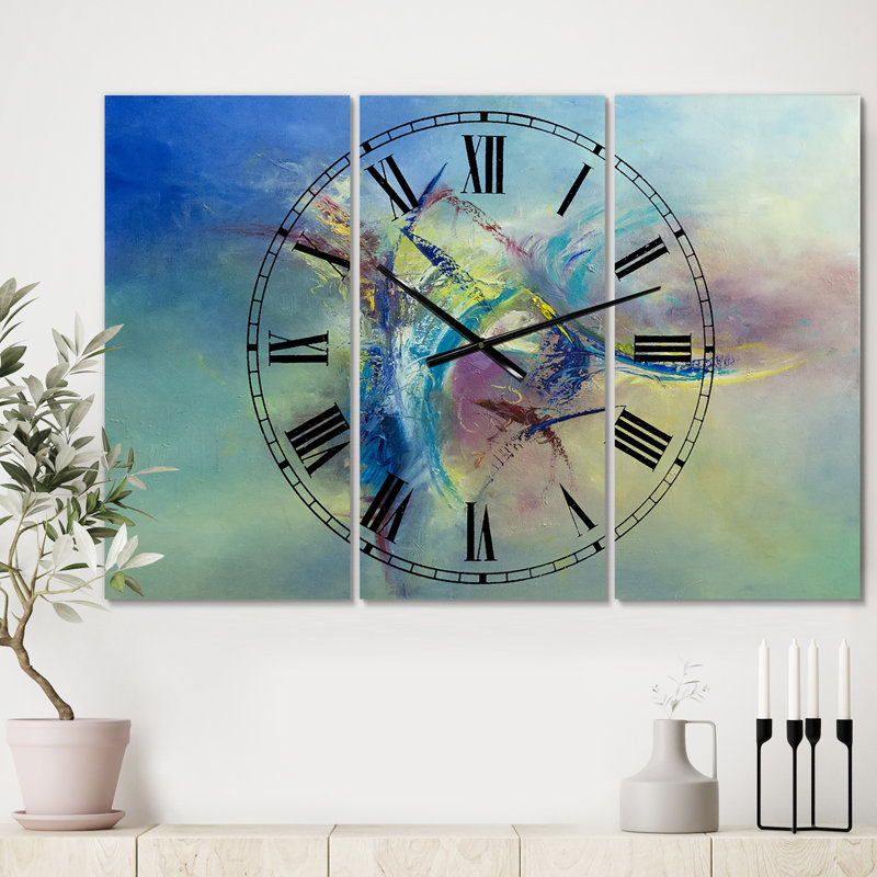 Grande horloge murale 3 panneaux Focused Intention