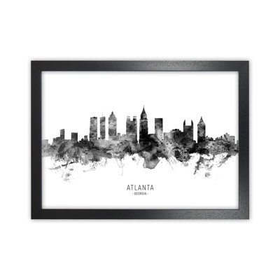 Atlanta Georgia Skyline Black White City Name by Michael Tompsett - Print
