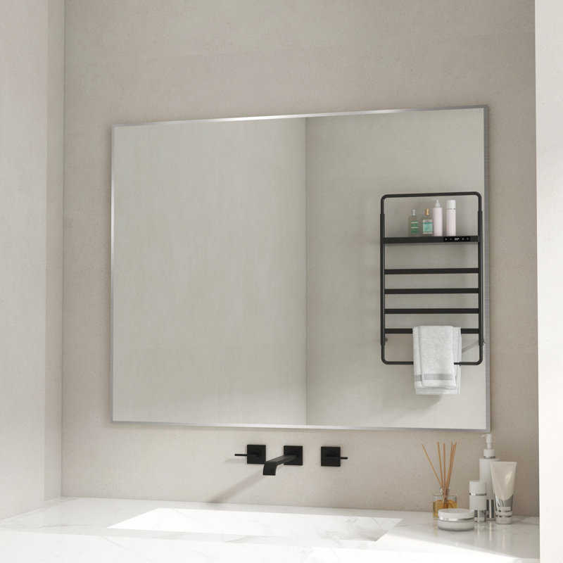 Miroir d'appoint Lesamuel, 32 po x 40 po, Nickel brossé, Rectangulaire