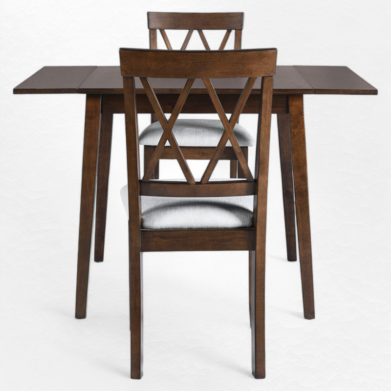 Ensemble de salle à manger extensible, Table, 2 chaises, Brun