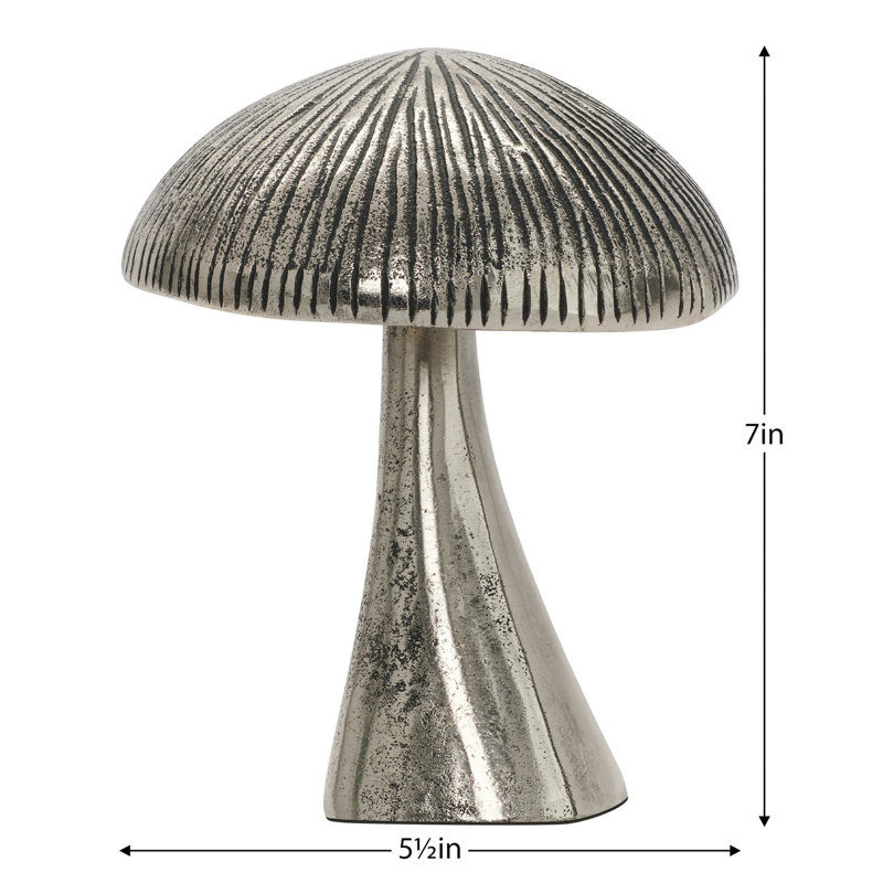 Sculpture de champignon en métal 7 po, H 7 po x l 5,5 po x P 5,5 po