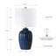 Lampe de table 21 po en céramique nervurée bleue avec abat-jour tambour