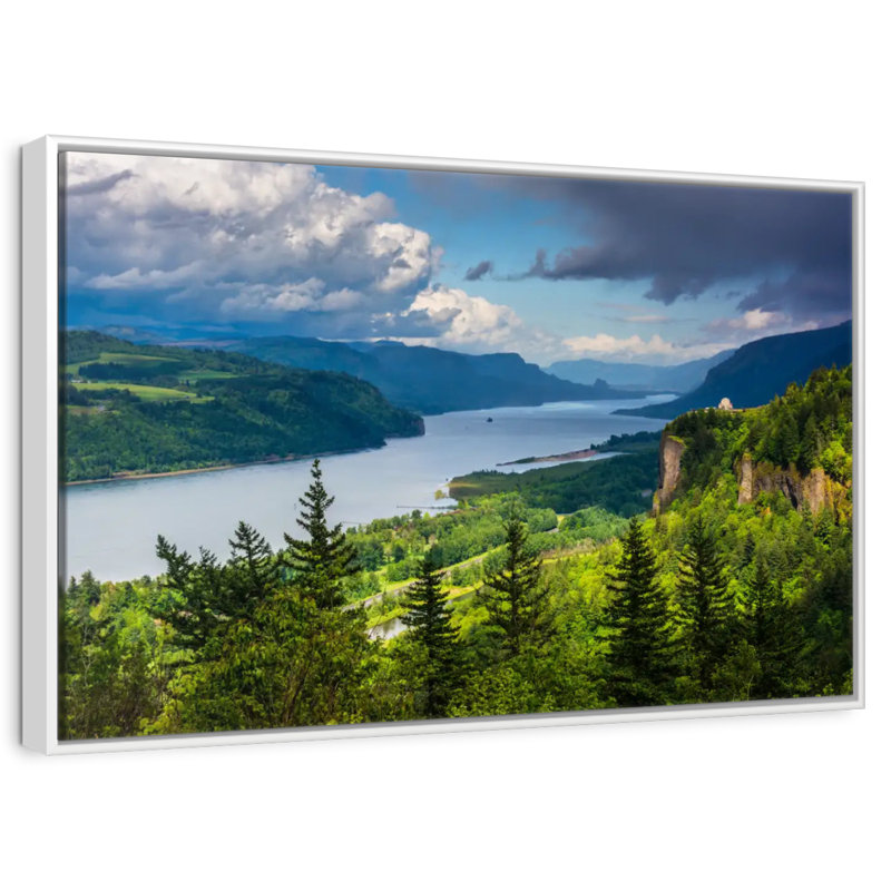 Columbia River Gorge View, Cadre flottant blanc, 19 po x 13 po
