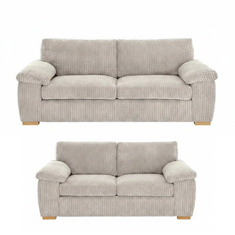 5 Seater Corduroy Sofa, Cream