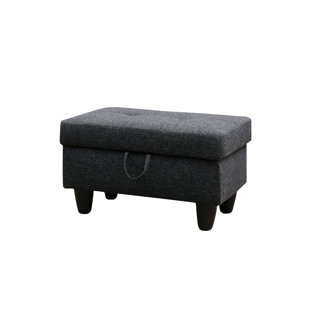 Linen Blend Upholstered Storage Bench