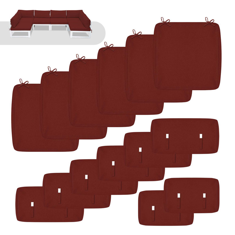 Outdoor 4'' Sectional Cushion Cover, Dark Red