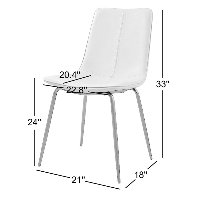 24'' H Genuine Leather Upholstered Side Chair, Beige, 2