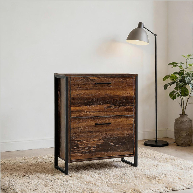 Armoire à chaussures avec 2 tiroirs rabattables, étagère à chaussures étroite étroite et autoportante