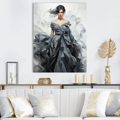 Grey Vintage Couture Fashion Woman - Balenciaga Wall Art