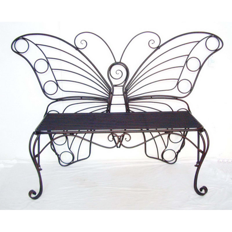  Butterfly Metal Outdoor Garden Bench, Black