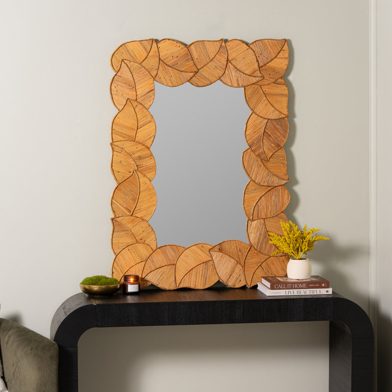 Palm Rectangle Rattan Mirror