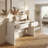 Curved Edge MDF Console Table With 2 Drawers Storage Entryway Table-840662706