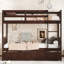 Lit superposé en bois d'hévéa avec 2 tiroirs, convertible en 2 lits simples, lit superposé simple avec échelle et garde-corps de sécurité
