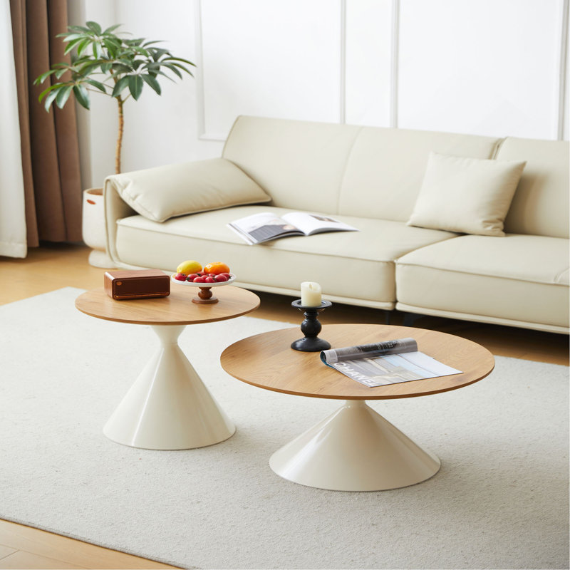TABLE RONDE BLANC + BOIS